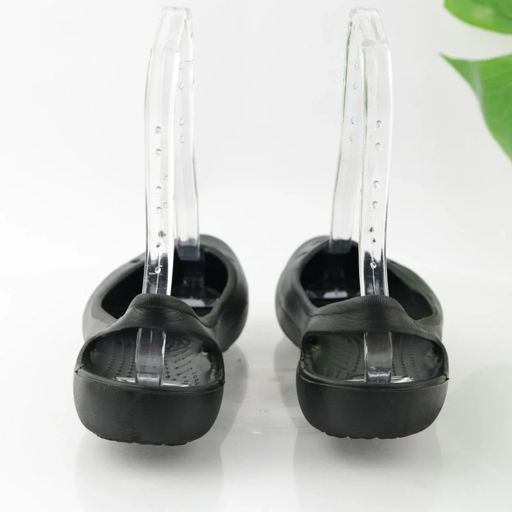 Crocs Womens Kadee Shoes Size 8 Black Slingback Flats Comfort Slip On Cutout